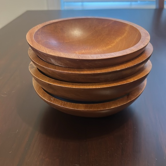 Vintage Baribocraft Canada Set Of 4 Maple Salad Bowls Mid Century Modern - Picture 9 of 11